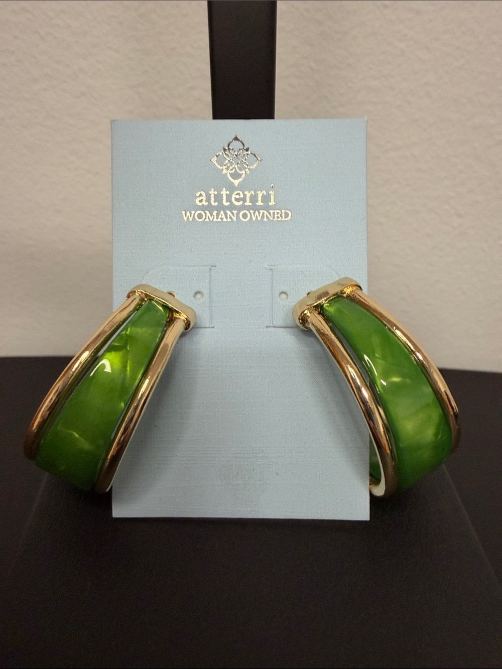 Atterri | Classic Green Statement Hoop Earrings - Picture 5 of 5
